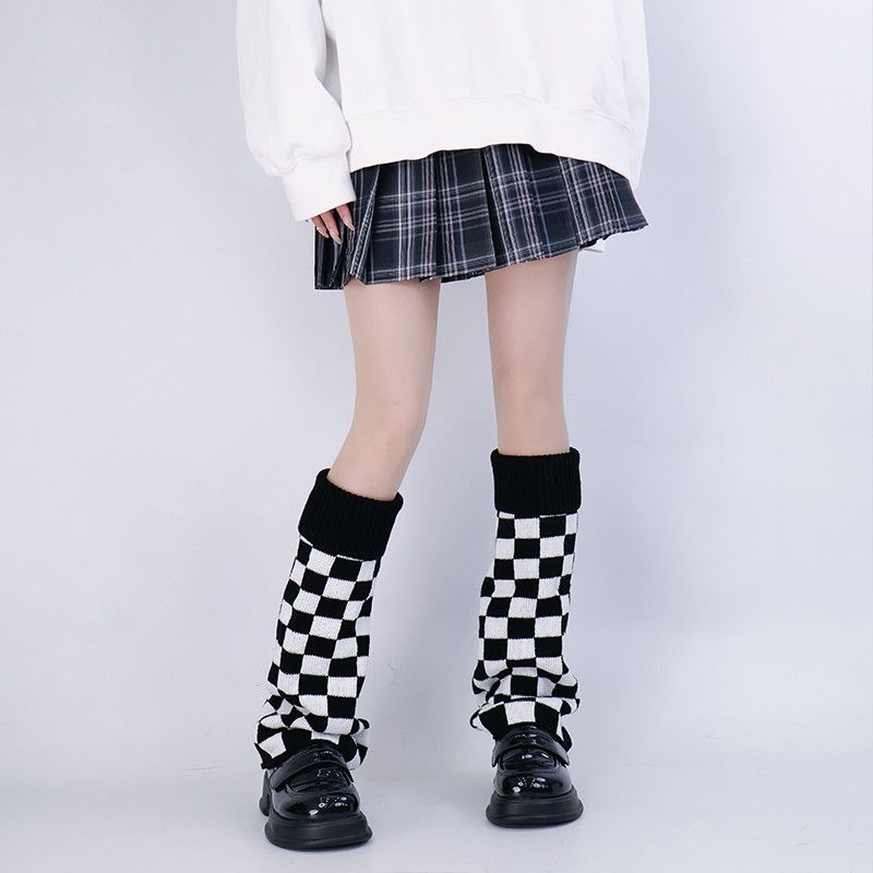 Black White Checkered Leg Warm - Boot Sock Slouchy 评论和价格