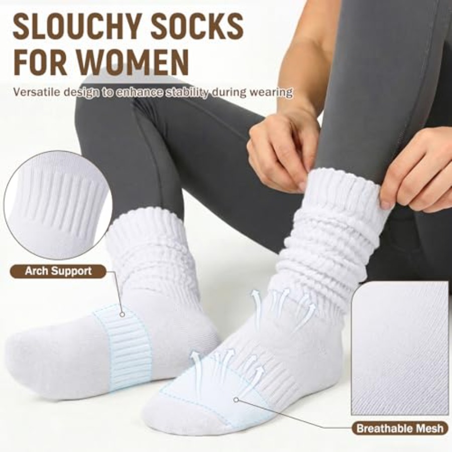 Chalier 5 Pairs Slouchy Socks  - Boot Sock Slouchy 评论和价格