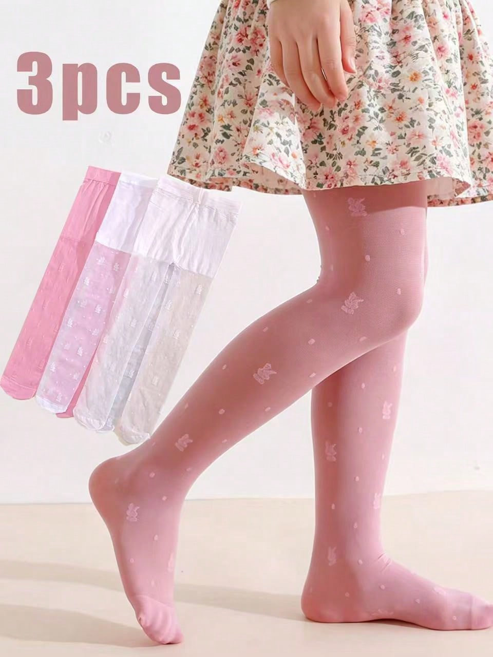 3Pack Girls Rabbit Print Tight - Tights Pantyhose Sheer 评论和价格