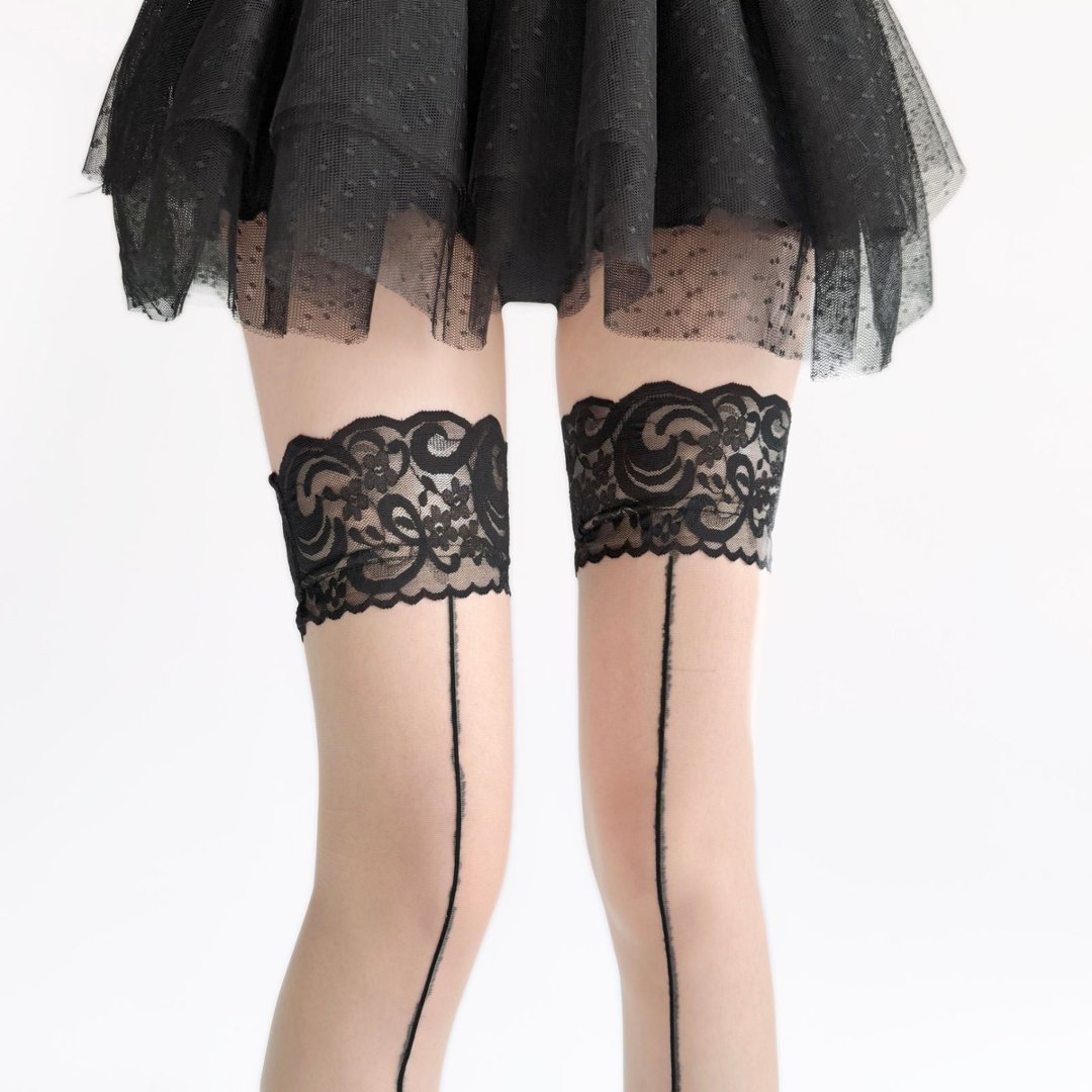Lace Top Sheer Thigh High Stoc - Thigh High Sock Stay Up 评论和价格