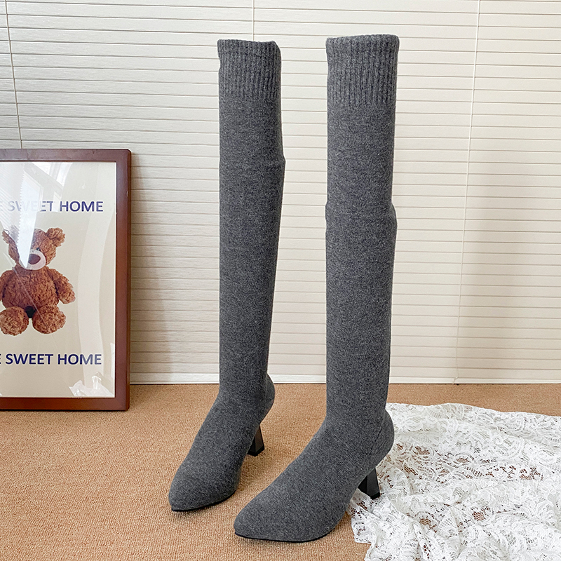 High Heels Women's Sock Boots  - Knee High Sock Women 评论和价格