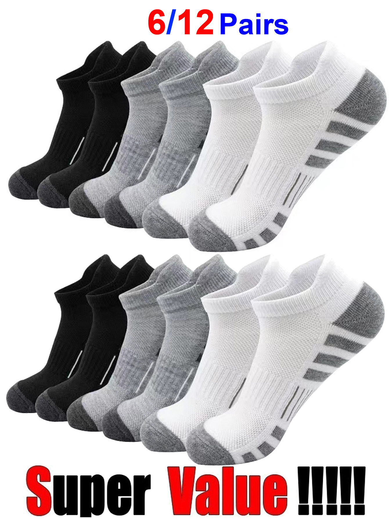 6/24 Pairs Cushioned Breathabl - Athletic Sock Cushion 评论和价格