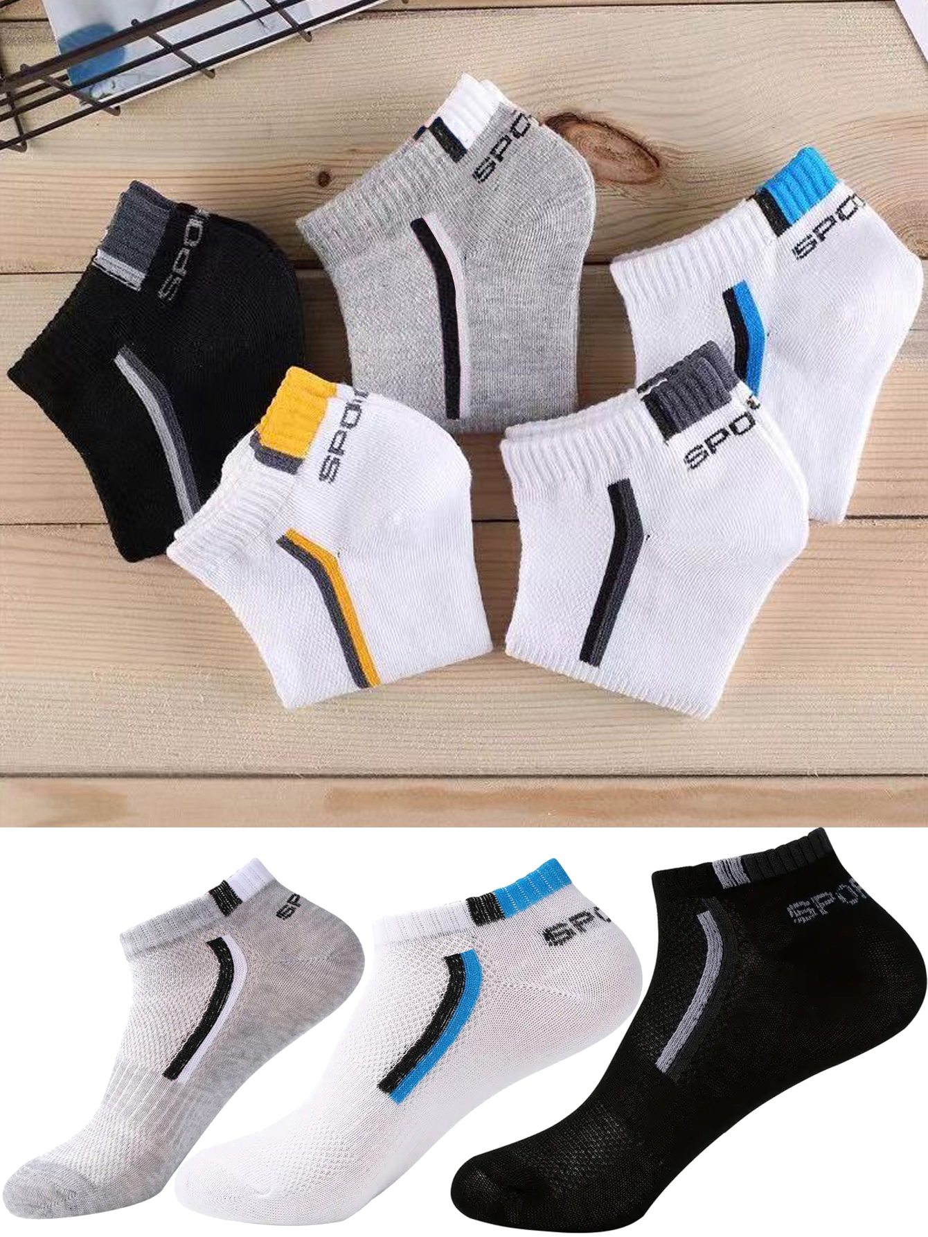 5/40 Pairs Mens Ankle Boat Soc - Ankle Sock Low Cut 评论和价格
