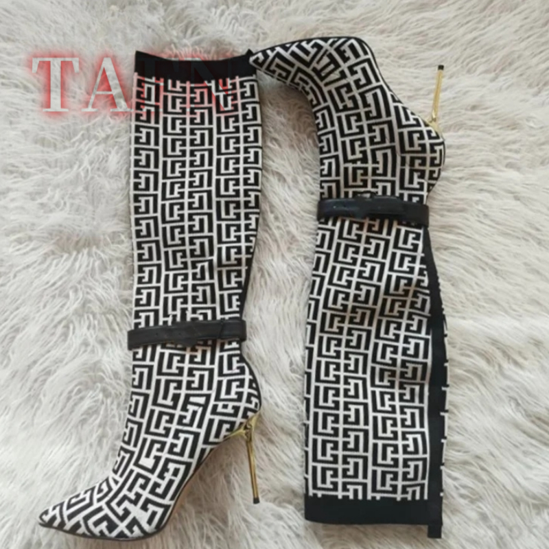 Women Stretch Sock Boots Fashi - Knee High Sock Women 评论和价格