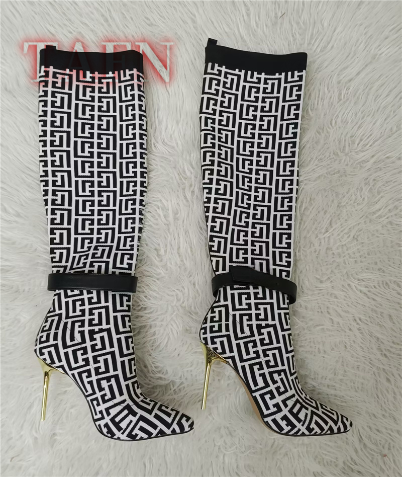 Women Stretch Sock Boots Fashi - Knee High Sock Women 评论和价格