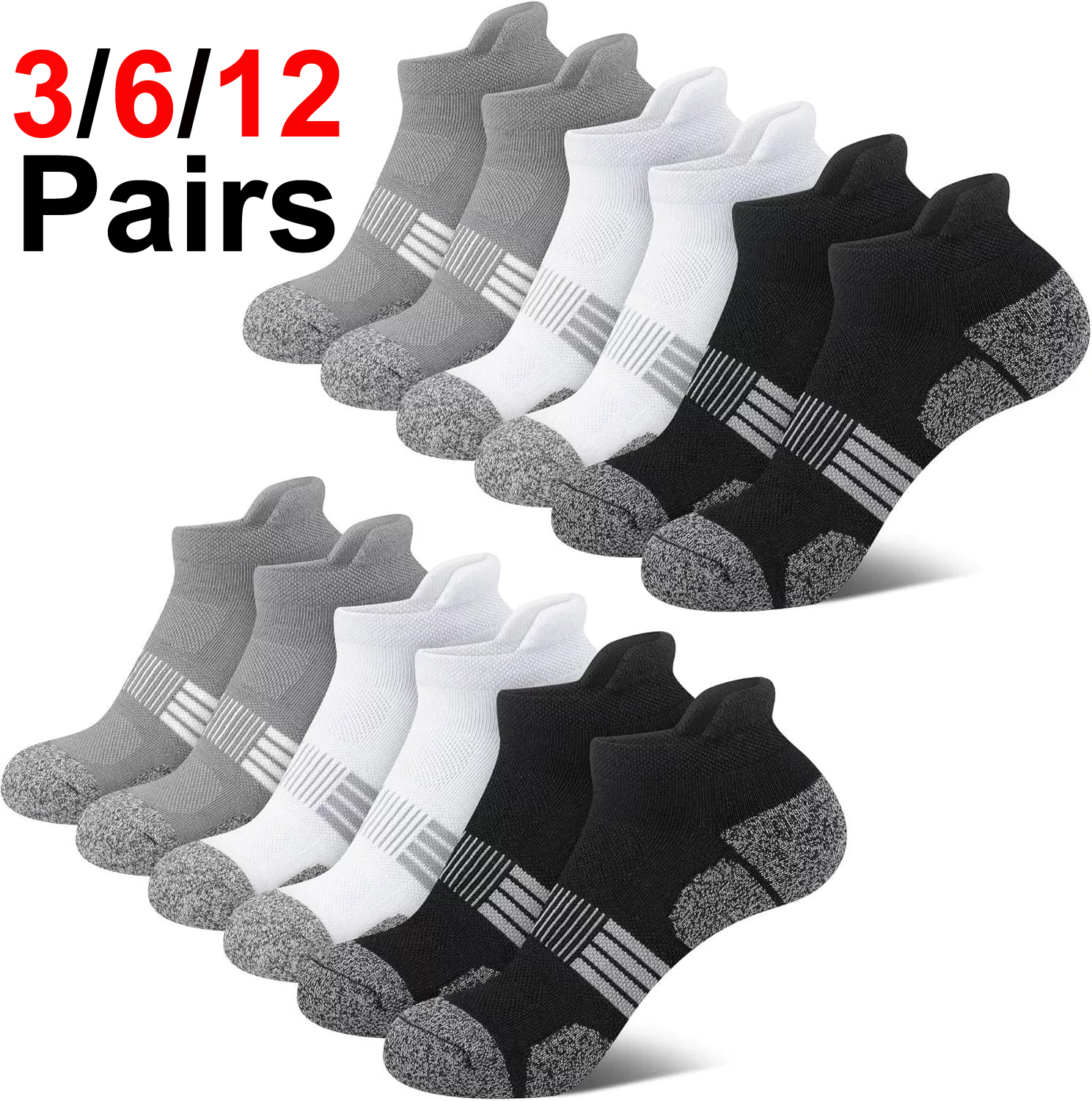 Men's Ankle Socks 6/12 Pairs B - Ankle Sock Low Cut 评论和价格