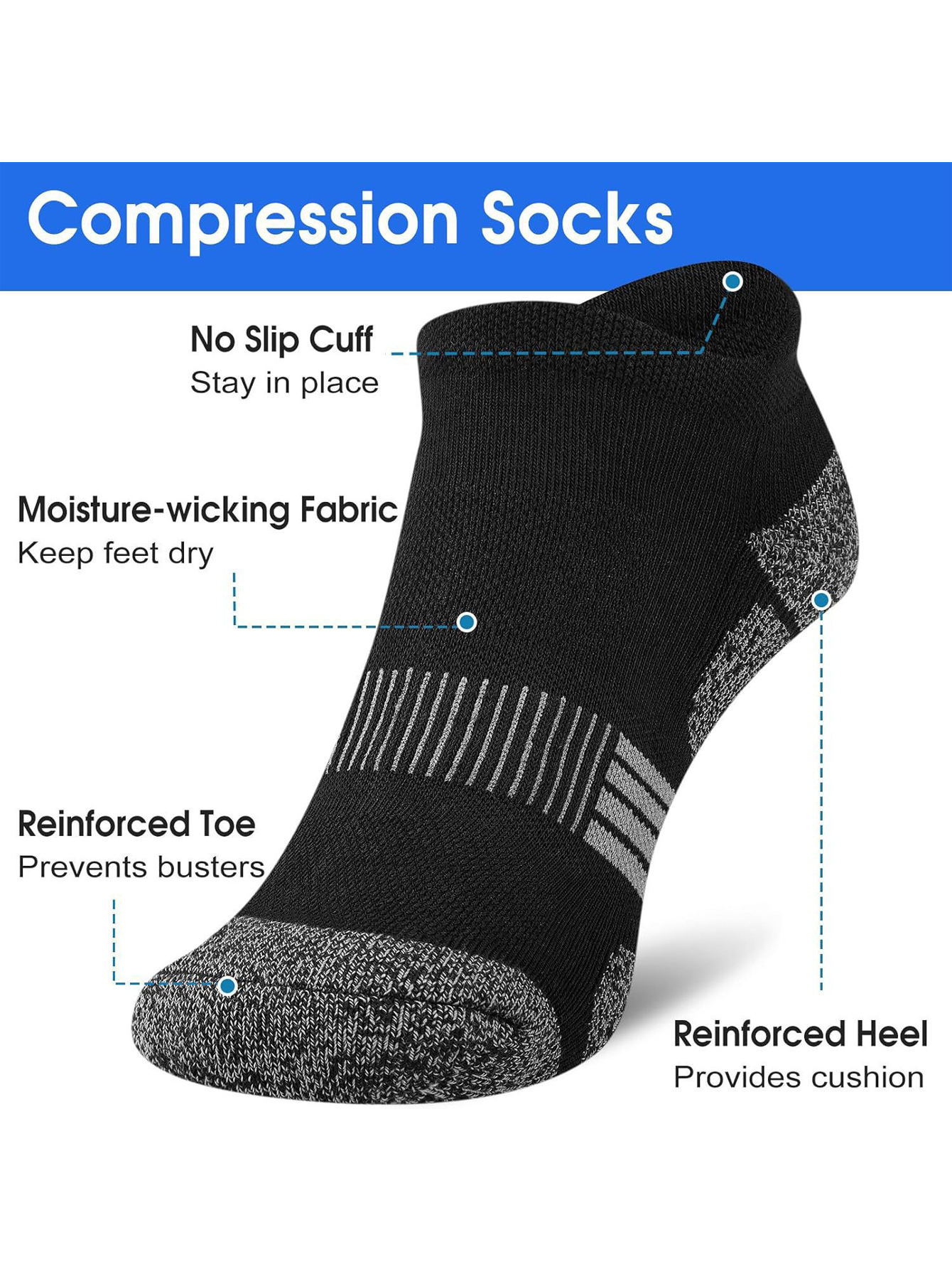 Men's Ankle Socks 6/12 Pairs B - Ankle Sock Low Cut 评论和价格