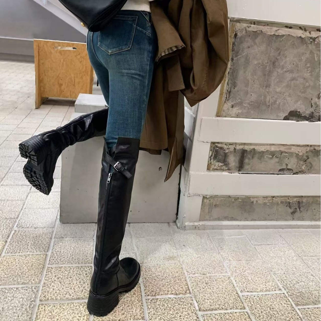 Coarse heeled high heeled boot - Knee High Sock Women 评论和价格