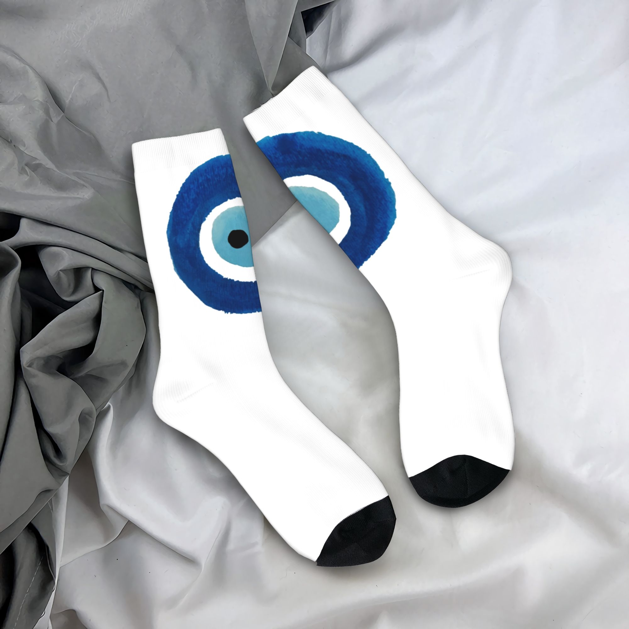 Custom Watercolor Evil Eye Naz - Dress Sock Men 评论和价格