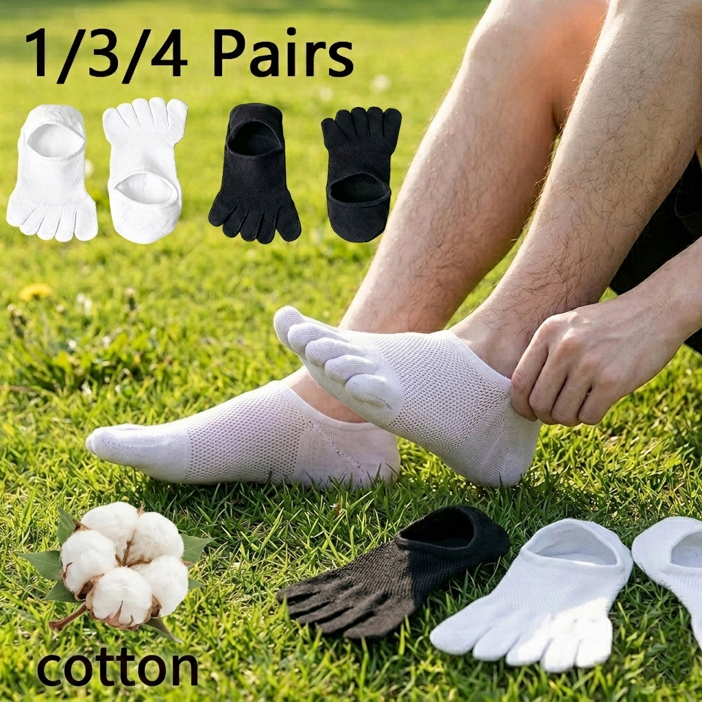 1/3/4 Pairs,Unisex Cotton Five - Toe Sock Split 评论和价格
