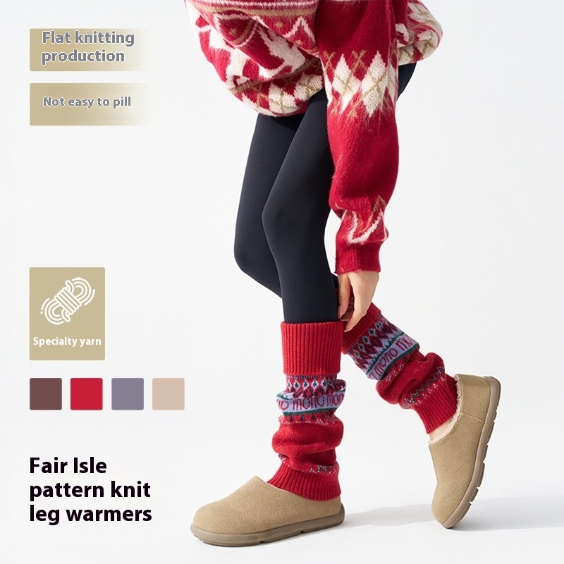 ​Fair Isle Knitted Leg Warmers - Boot Sock Slouchy 评论和价格
