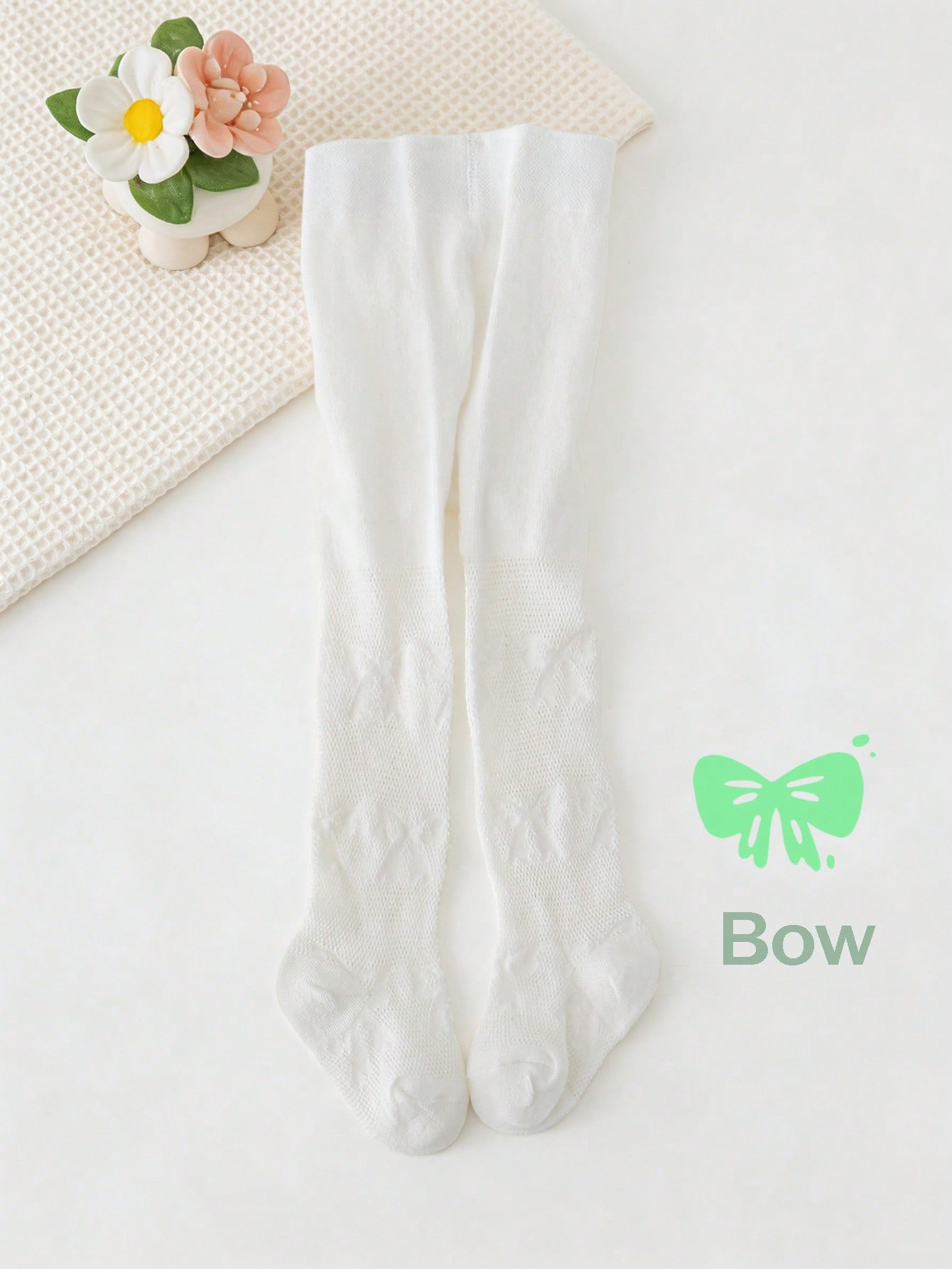 3/1 Pcs Girls White Bow Print  - Tights Pantyhose Sheer 评论和价格
