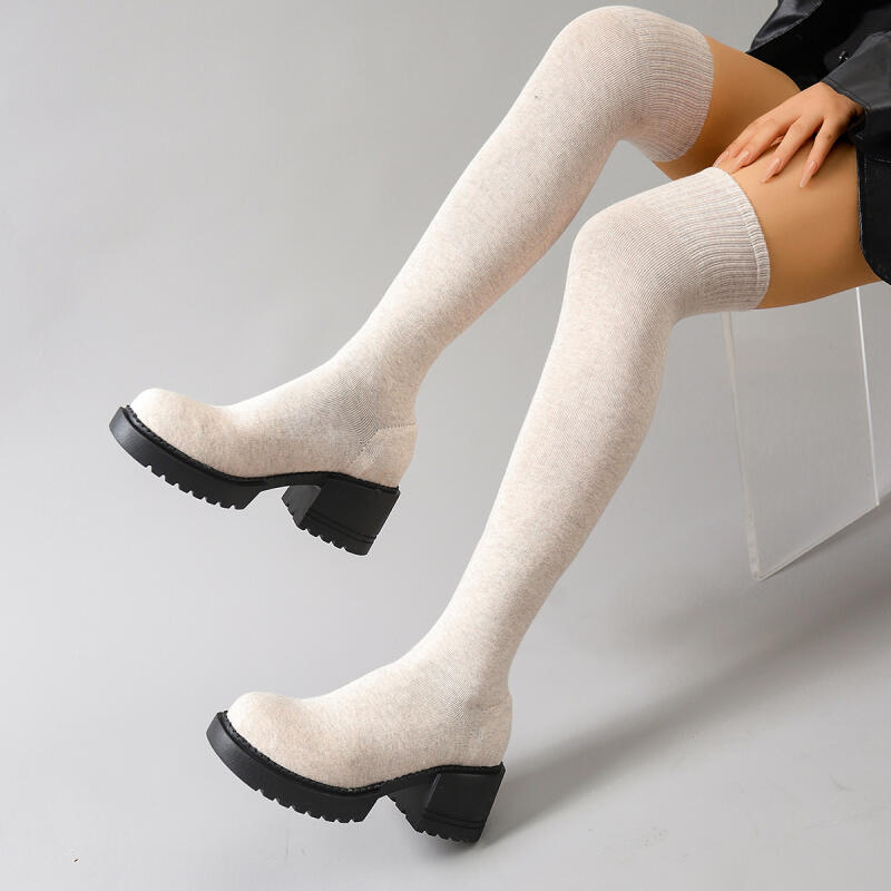 Chunky Platform Over The Knee  - Knee High Sock Women 评论和价格