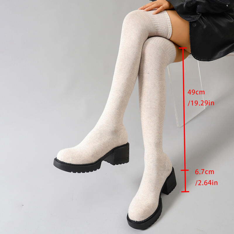 Chunky Platform Over The Knee  - Knee High Sock Women 评论和价格