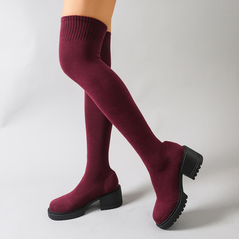 Chunky Platform Over The Knee  - Knee High Sock Women 评论和价格
