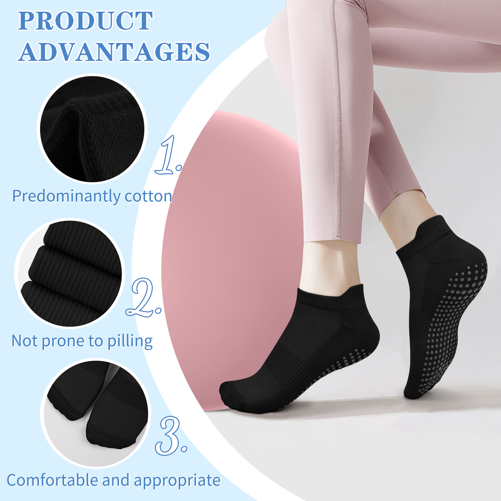 3 Pairs Yoga Socks Women Cotto - Grip Sock Yoga 评论和价格